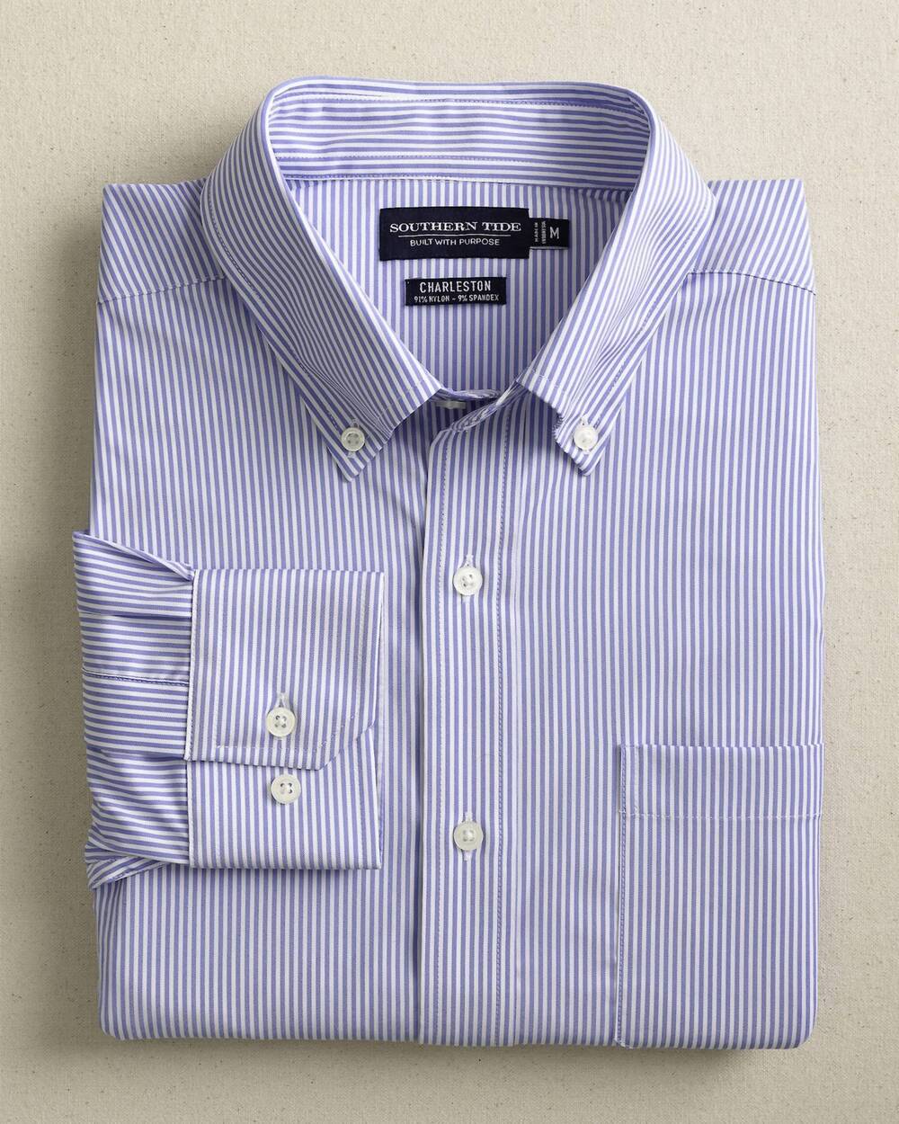 NEW SOUTHERN TIDE men's brrr ic bengal stripe sport shirt in cobalt blue